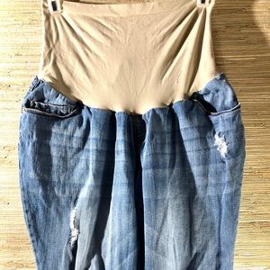 Indigo Blue Distressed Maternity Jeans
